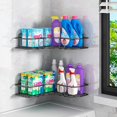 thumbnail image 3 of Adhesive Shower Caddy Corner Shelf, Hanging Bathroom Shelves Wall Mounted Shower Shelf, Non-Drilling Floating Shelf for Bathroom Organizer/Kitchen/Shower Organizer (1 Pack, Black), 3 of 5