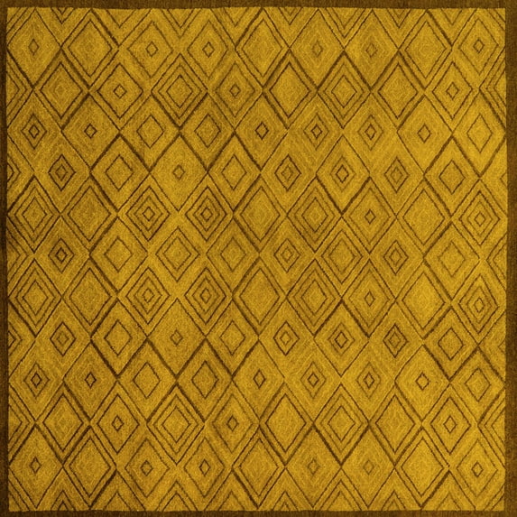 Ahgly Company Indoor Square Abstract Yellow Modern Area Rugs, 3' Square