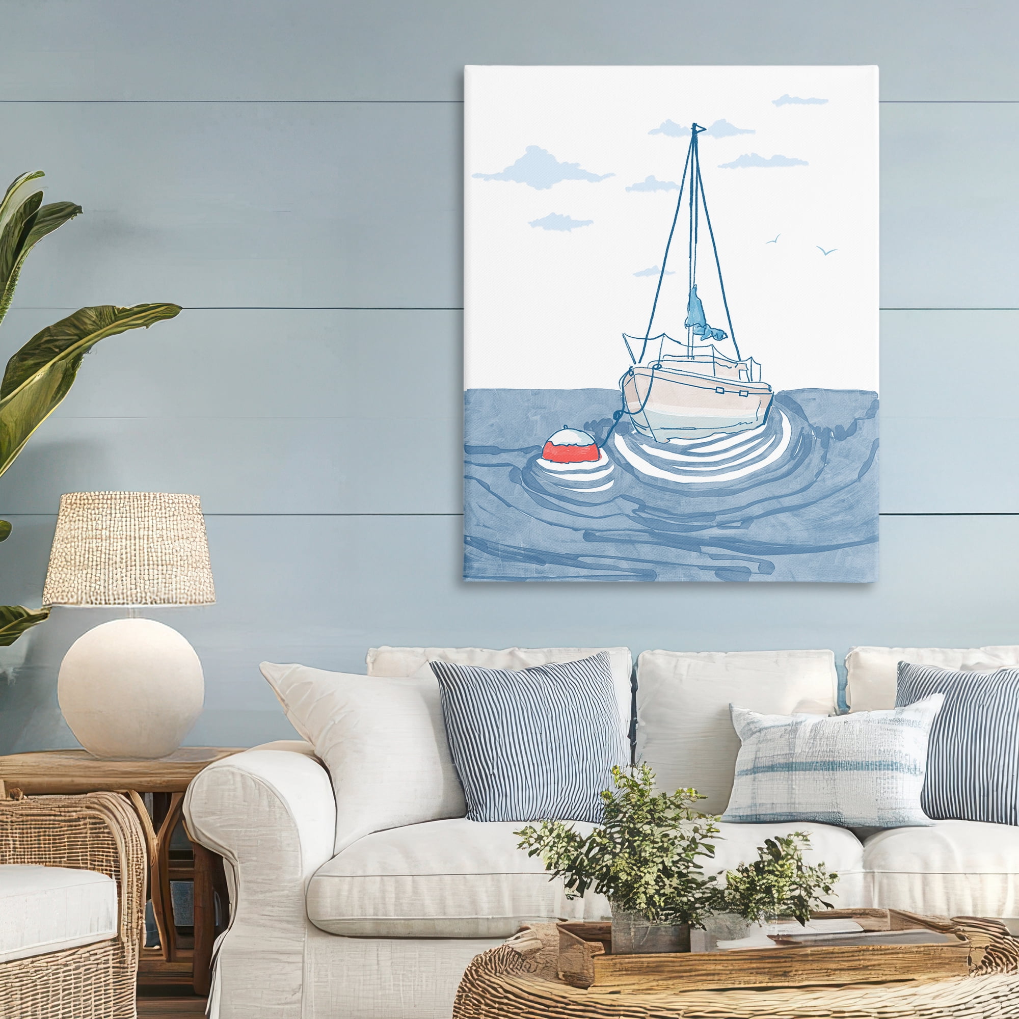 Stupell Industries Cool Tone Sailboat Floating Canvas Wall Art, design by Melissa Tilley