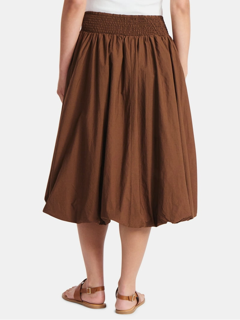 Time and Tru Women's Bubble Hem Midi Skirt, Sizes XS-XXXL