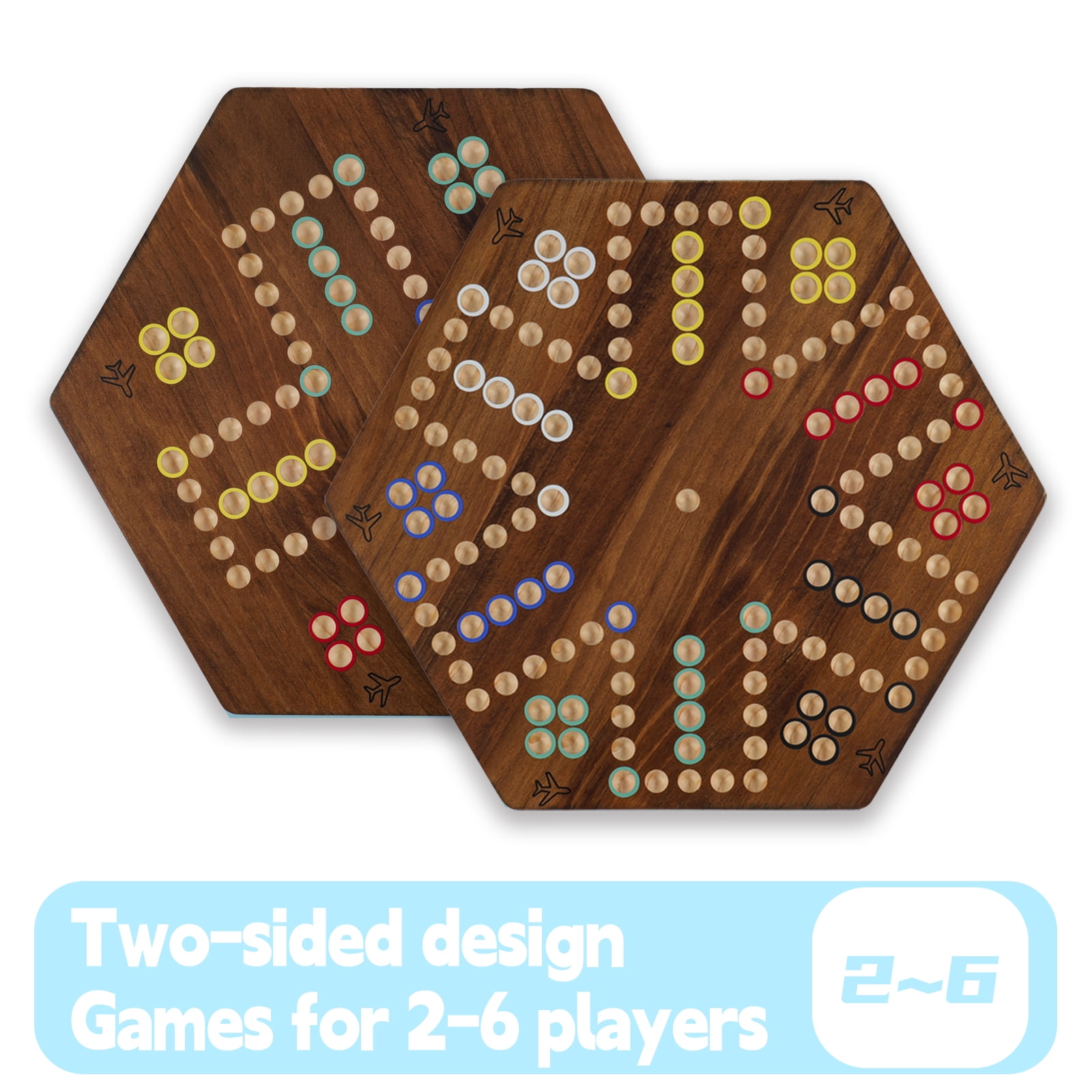 Grhonior Fast Track Original Wahoo Board Game for 6 and 4 Players with Marbles and Dices Burnt Color 1 Pack