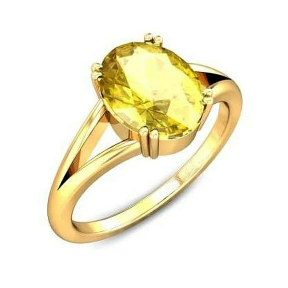 Certified Natural Yellow Sapphire & Pukharaj Silver Handmade Ring 925 Sterling Silver Jewelry Ring