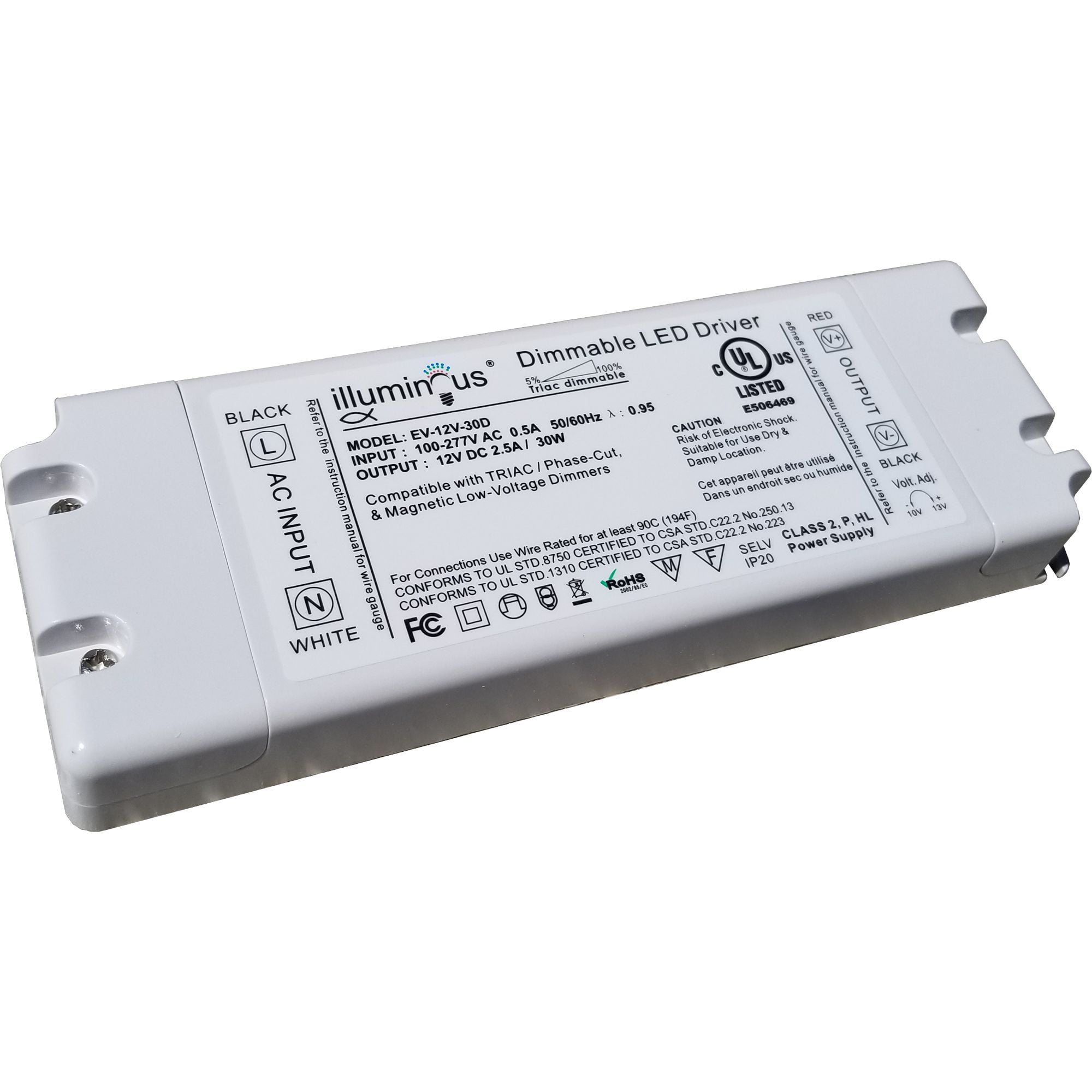 12V 30W Dimmable CV DC LED Driver UL approved