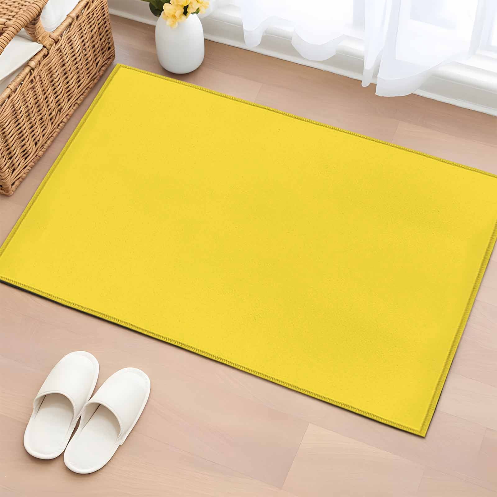 Entrance Runner Rug 2'x3', Yellow Non-slip Doormat for Indoor Outdoor Entrance, Pure Yellow Washable Throw Floor Mat for Front Door/Living Room/Bedroom/Bathroom/Kitchen