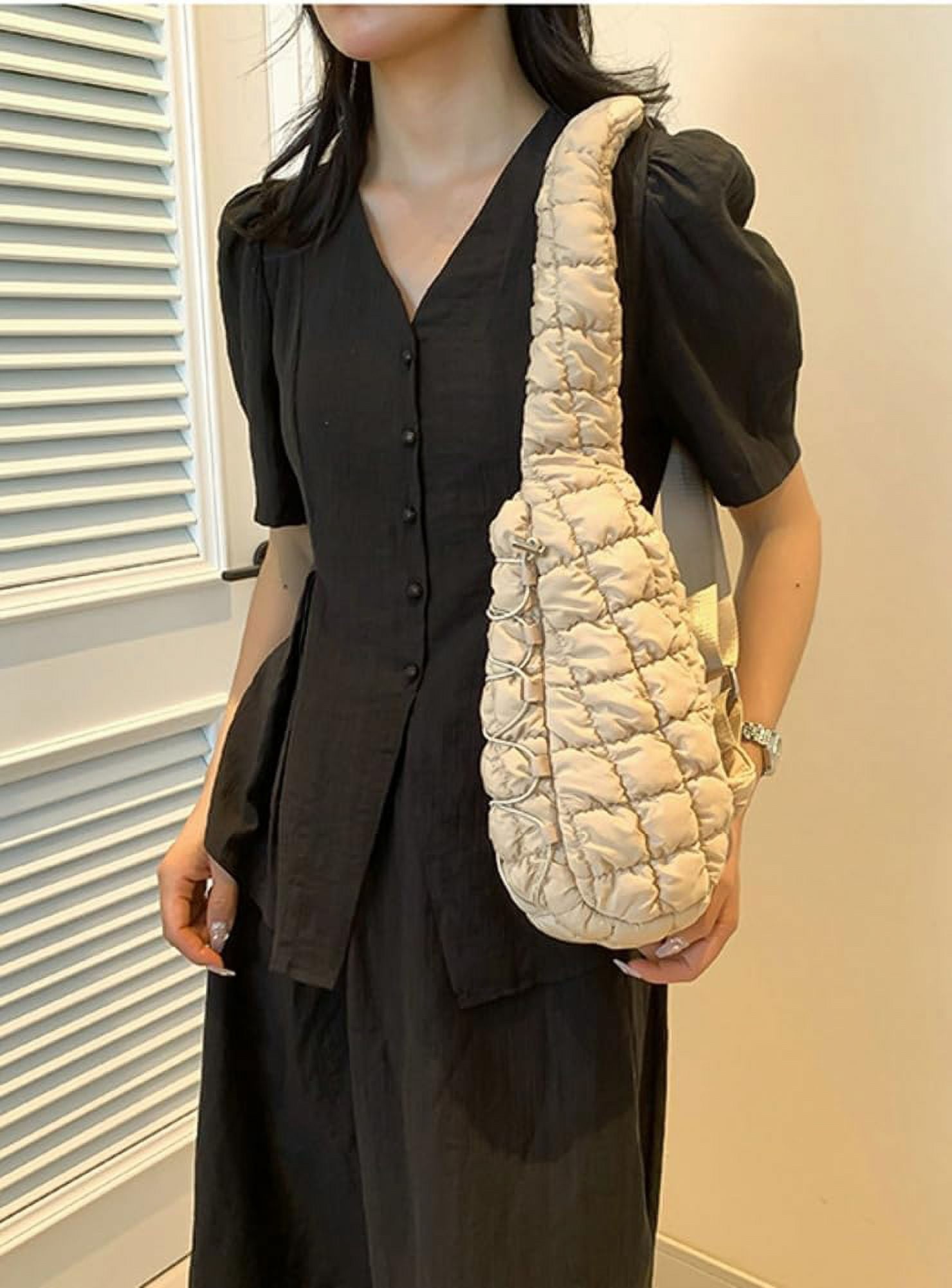 Puffer Belt Bag for Women Cute Waist Packs Crossbody Purse Padded Cross Body Hobo Shoulder Travel Purse Quilted Fanny Pack