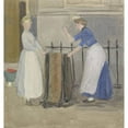 thumbnail image 2 of Johan Antonie de Jonge 12x13 Black Ornate Wood Framed Double Matted Museum Art Print Titled: Two Maids, Who Beat a Mat for a Town Hall (1874 - 1927), 2 of 5