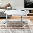 thumbnail image 2 of 32" Silver Glass Free form Mirrored Coffee Table, 2 of 5