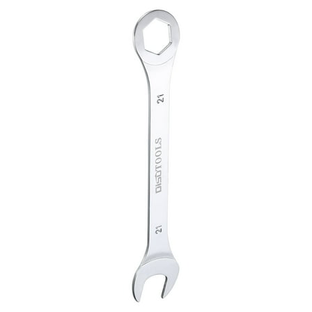 Uxcell 21mm 6-Point Thin Combination Wrench Double Ended Box and Open End Chrome Plated Steel, Silver