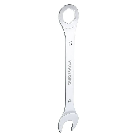 Uxcell 21mm 6-Point Thin Combination Wrench Double Ended Box and Open End Chrome Plated Steel, Silver