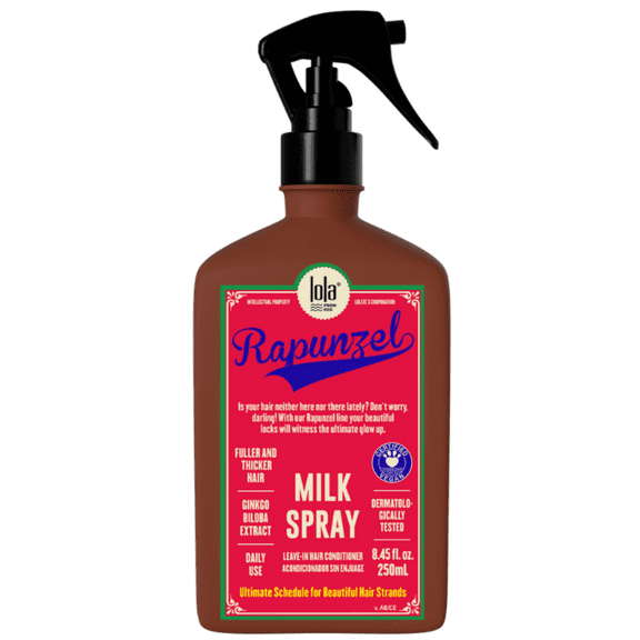 Lola From Rio Rapunzel Milk Spray Leave-In Conditioner, Moisturizing and Strengthening, Curl Refresher, All Hair Types, 8.45 fl oz