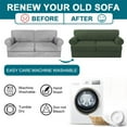 thumbnail image 6 of 3 Piece T Cushion Loveseat Slipcovers Sofa Cover for 2 Cushion Couch Cover Washable Sofa Slipcover Furniture Covers with 2 Individual T Cushion Seat Covers(2 Cushion Loveseat, Bronze Green), 6 of 14