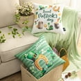 thumbnail image 4 of Phantoscope St. Patrick's Day Lucky Shamrock Clover Pom Pom Buffalo Plaid Decorative Throw Pillow Cover, 18" x 18", Dark Green, 4 Pack, 4 of 6