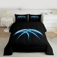 thumbnail image 2 of Manfei Neon Blue Basketball Bedding Comforter Set for Teens Boys, Sports Theme Twin Comforter Sets, Athlete Black Bedding Set, Luxury Bedroom Decor, 2 of 8
