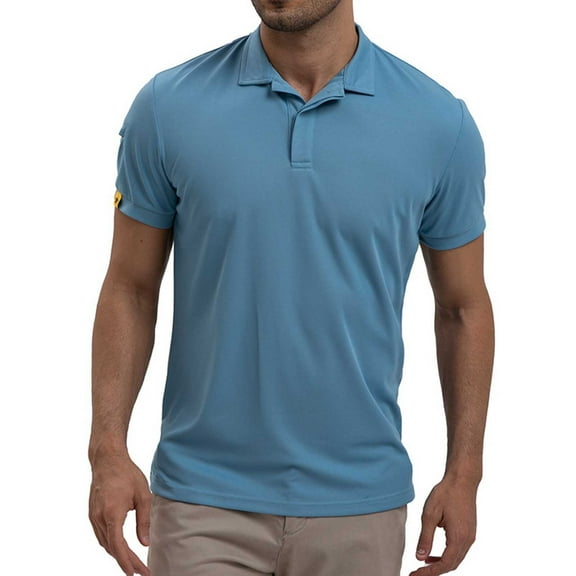 DAETIROS Mens Polo T Shirt,Soft Casual Solid Collared Short Sleeve Mens Summer Tees Light Blue Size S-2XL