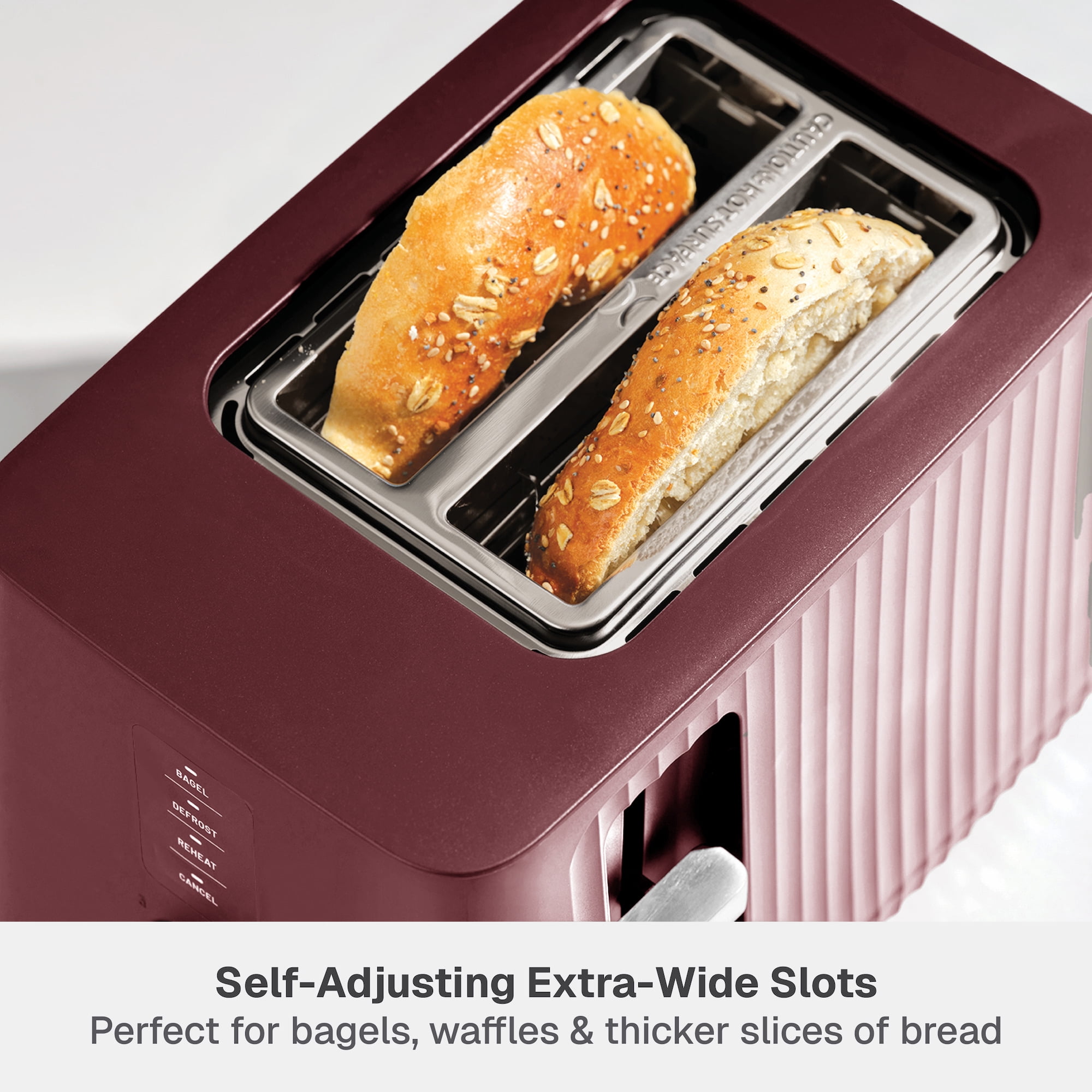 Thyme & Table 2-Slice Toaster, Extra-Wide Slots with Removable Crumb Tray, Cabernet Red