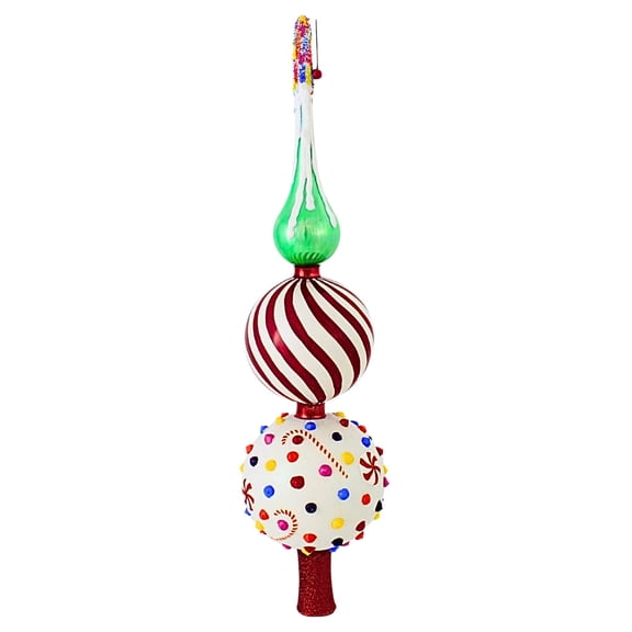 Glitterazzi Candy Theme Finial Polish Glass Christmas Tree Topper 16 Inch New