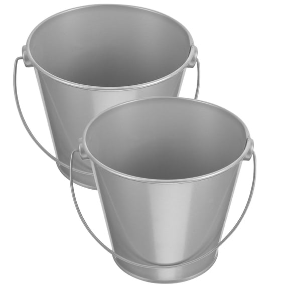 NICEXMAS 2Pcs Simple Iron Bucket Flower Pot with Handle for Home Use Lightweight Metal Plant Holder