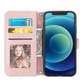 thumbnail image 4 of Funda de cuero PU + TPU con hebilla magnética de rayas en relieve para iPhone 11 Pro, con tapa horizontal, soporte, ranura para tarjetas, billetera, marco de fotos y correa., 4 of 5