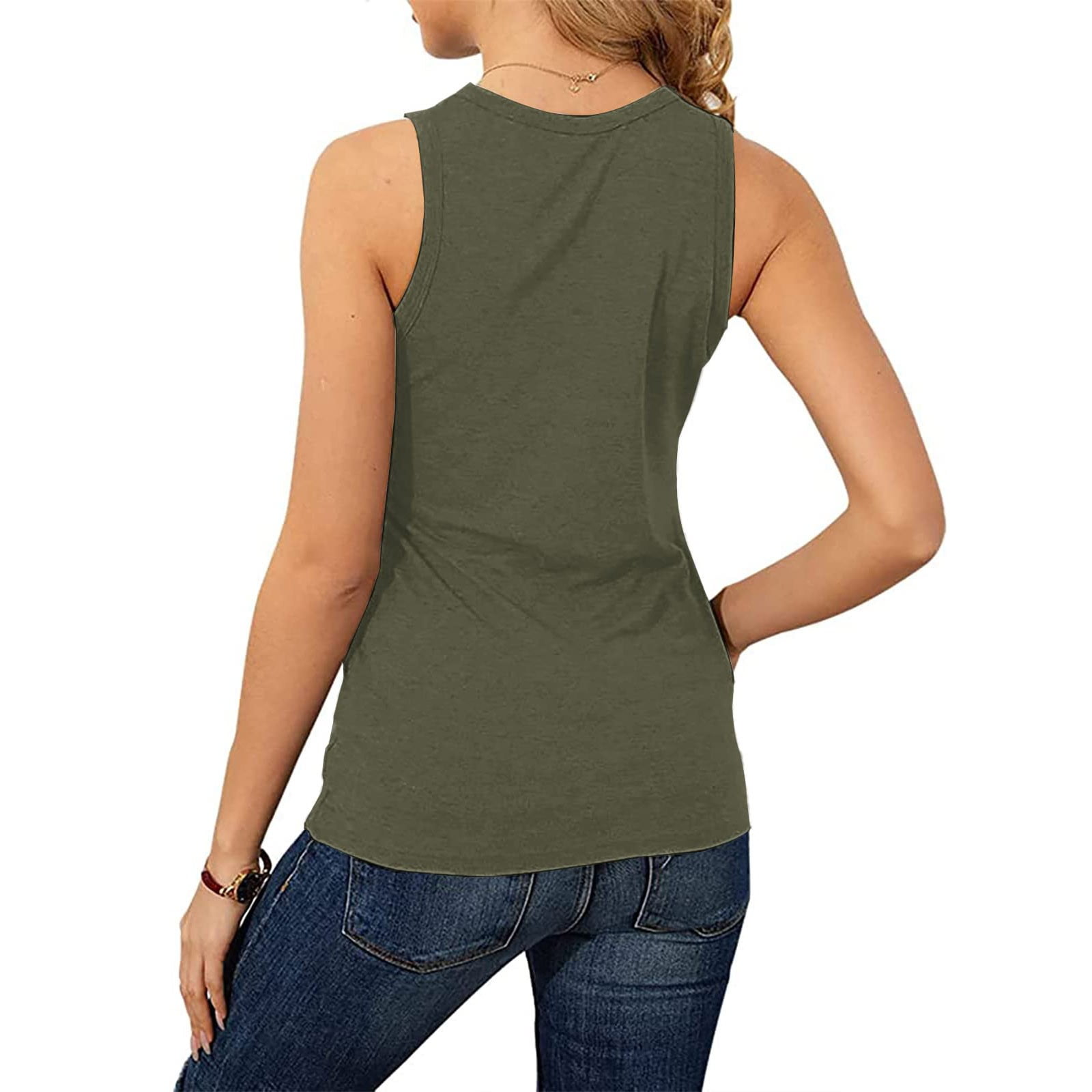 SoTeer Womens Sleeveless Tank Tops Casual Button Down Work Blouse Shirts  Solid Collared Tops Army Green at  Women's Clothing store