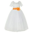 thumbnail image 2 of Ekidsbridal Ivory Floral Lace Vintage Flower Girl Dresses with Colored Sash Pretty Princess Formal Photoshoot Ceremonial Gown LG2T 12, 2 of 3