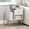thumbnail image 7 of Furinno Claude Mid Century Style End Table, Side Table with USB and Type-C Charging Station, White, 7 of 7