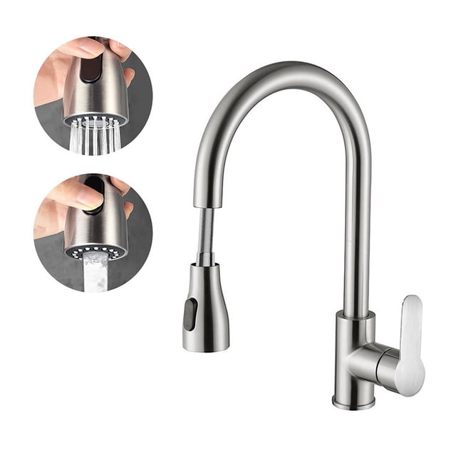 1Pc Household Faucets Pull-Out Faucet 360 Degrees Hot and Cold Sink Mixer Faucet
