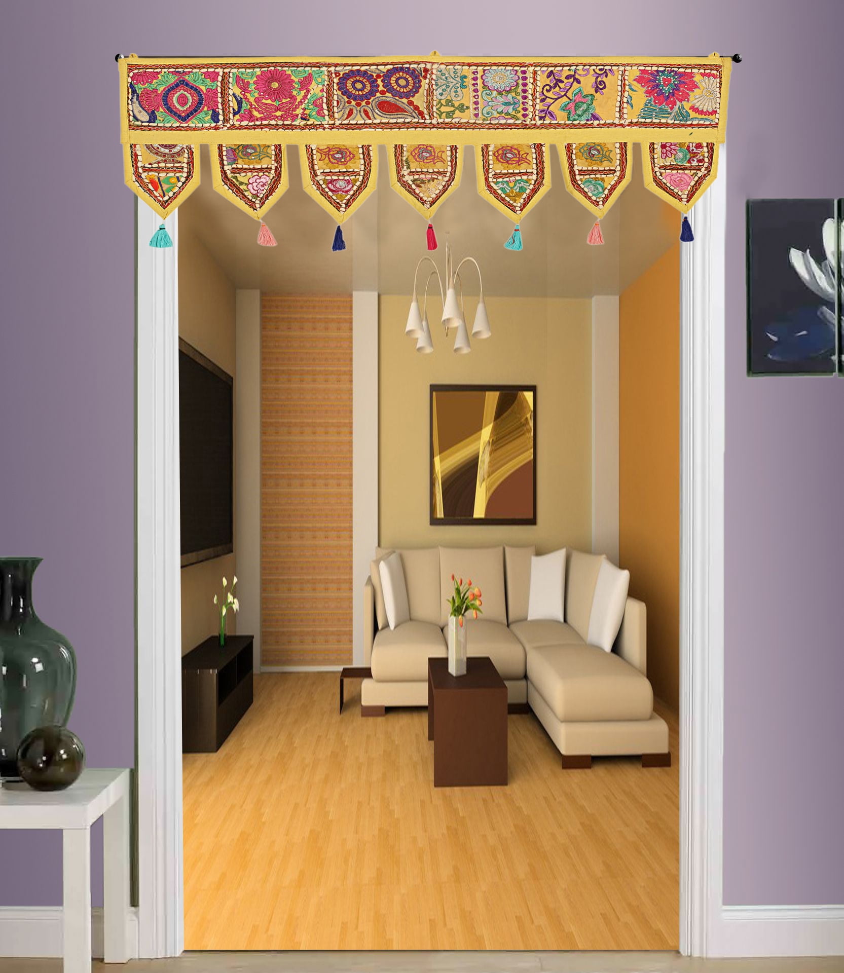 Stylo Culture Ethnic Cotton Valances For Windows Yellow Vintage ...