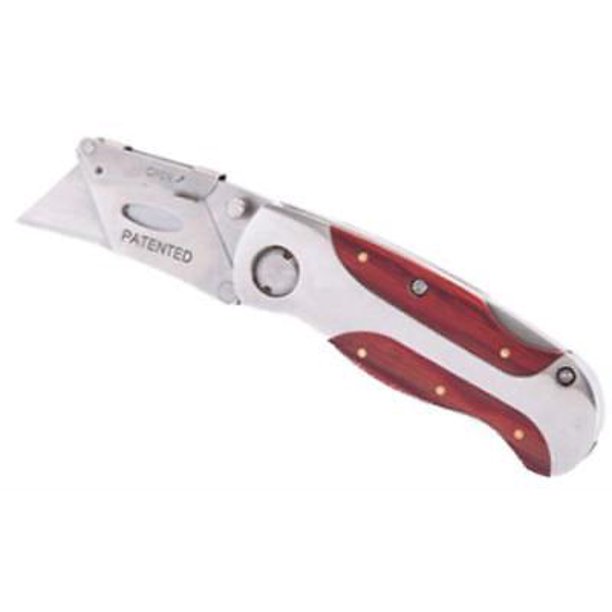 Master Mechanic Folding Lock Back Utility Knife With Hardwood Handle