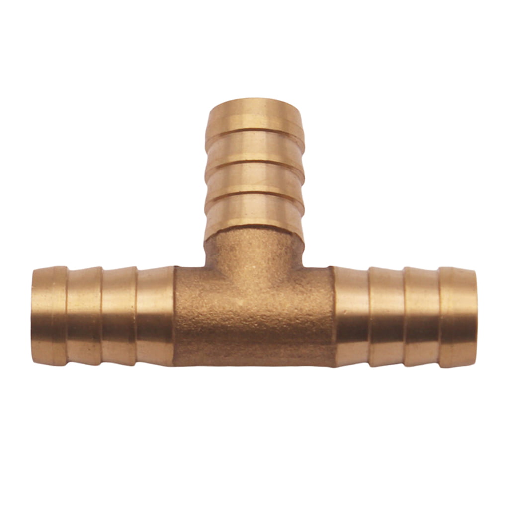 Connector 3/8" x 3/8" x 3/8" Barb 3 Pcs 3-Way Tee Brass Hose Fitting 
