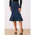 thumbnail image 3 of DARING DIVA Women's Denim High Waist Ruffle Fishtail Bodycon Midi Skirts XS Deep Blue, 3 of 6