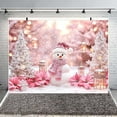 thumbnail image 2 of 5x3ft Pink Christmas Backdrop Winter Wonderland Snowman Photo Backdrop Snowflake Xmas Tree Photography Background Girl Baby Shower Party Decorations Photo Props, 2 of 5
