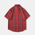 thumbnail image 5 of WREESH Men's Casual Plaid Button Down Shirts Short Sleeve Shirt with Personalized Plaid Pattern Red, 5 of 5