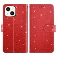 thumbnail image 5 of Compatible with iPhone 13 6.1 inch Wallet Phone Case and Tempered Glass Screen Protector Flip Credit Card Holder Stand Bling Glitter Cell Cover for iPhone13 5G i i-Phone i13 iPhone13case Women Red, 5 of 9