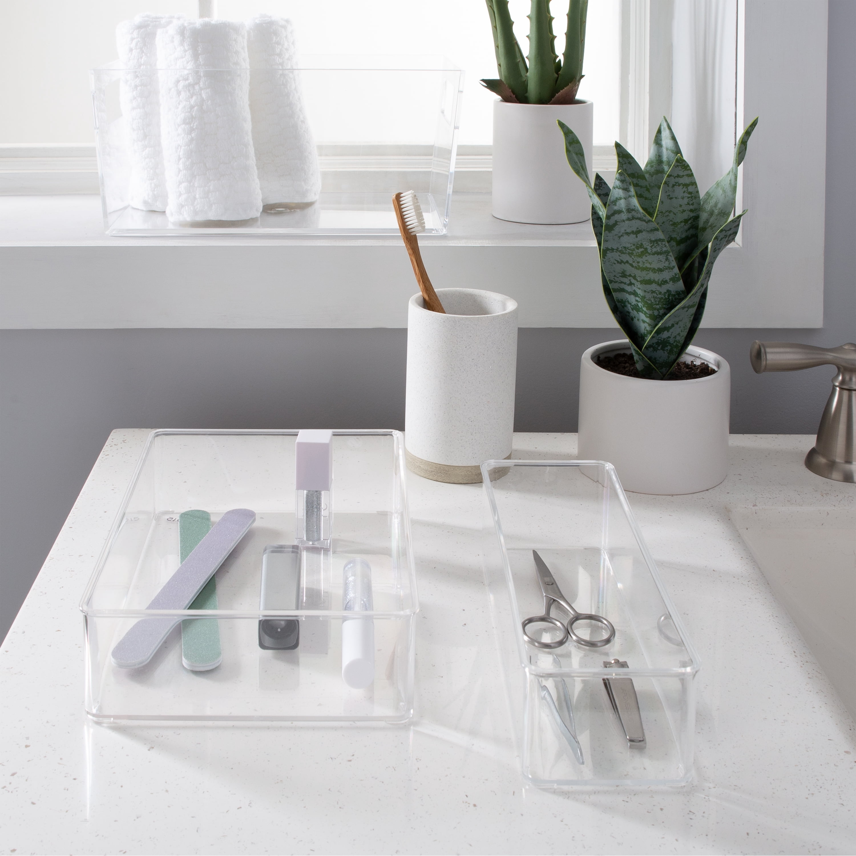 Simplify Small 9" Length x 6" Width Rectangular Drawer Organizer, Clear