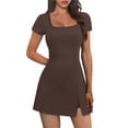 thumbnail image 3 of Ronuti Womens Athletic Dresses for Women Tennis Dresses Square Neck Built in Shorts Pockets Short Sleeve Golf Workout Active Dress, 3 of 10