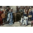 thumbnail image 2 of Matania, Fortunino 14x10 White Modern Wood Framed Museum Art Print Titled - Jesus and The Adulteress, 2 of 4