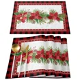 thumbnail image 2 of Placemat Christmas Poinsettia Pine Plaid Set of 4/6pcs Kitchen Coffee Accessories Coasters Home Dining Table r Linen Mats, 2 of 7