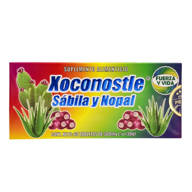 Xoconostle Sabila Y Nopal FUERZA Y VIDA 60 Tab 500 Mg