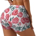 thumbnail image 2 of Sigee Rose Flowers Print Women's High Waist Workout Shorts - Squat Proof, Tummy Control, Yoga and Gym Activewear-XX-Large, 2 of 9