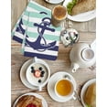 thumbnail image 4 of Anchor Aqua Kitchen Dish Towels for Drying Dishes Set of 2, Modern Navy Blue White Striped Nautical Waffle Weave Microfiber Hand Tea Bathroom Towels Quick Dry & Absorbent Towel 15.7x23.6, 4 of 7