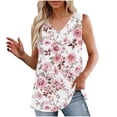 thumbnail image 2 of BRGZLK Womens Tank Tops Summer Fashion Flower Printed Casual Sleeveless Top Loose V-Neck Tunic Blouses Light Blue XL, 2 of 6