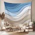 thumbnail image 2 of Blue Brown Large Tapestry for Bedroom Wall Hanging Tapestry,Gradient Geometric White Water Stripes Modern Ceiling Backdrop Tapestries Poster Blanket Wall Decor for Teens Room Living Room 86" x 104", 2 of 8