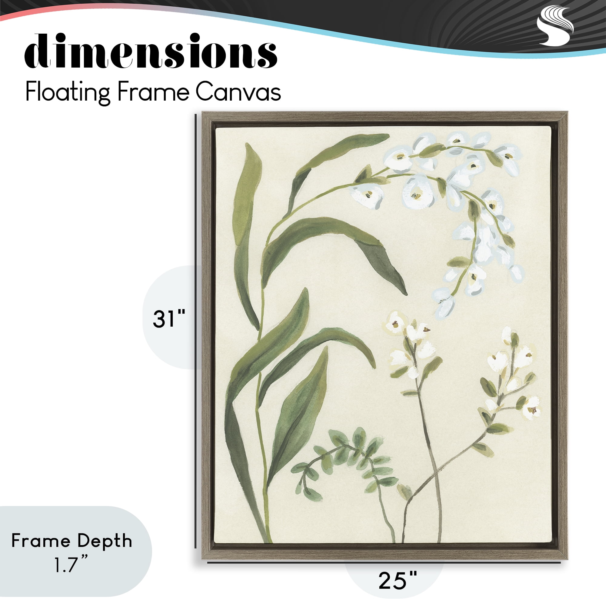 Stupell Industries Soft Snowdrop Stems Brown Framed Floater Canvas Wall Art, design by June Erica Vess