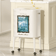 thumbnail image 5 of Mrbin 36L/9.5gal Metal Kitchen Trash Can with Wheel Legs, Slim Pet Proof Garbage Can, Tall Narrow Waste Basket for Bathroom, Water Lily, 5 of 7
