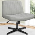 thumbnail image 2 of NEO CHAIR Criss Cross Chair No Wheels Armless&nbsp;Comfy Desk Chair Wide Vanity Makeup&nbsp;Cross Legged Office Adjustable Computer Task for Home Office Fabric (Grey), 2 of 8