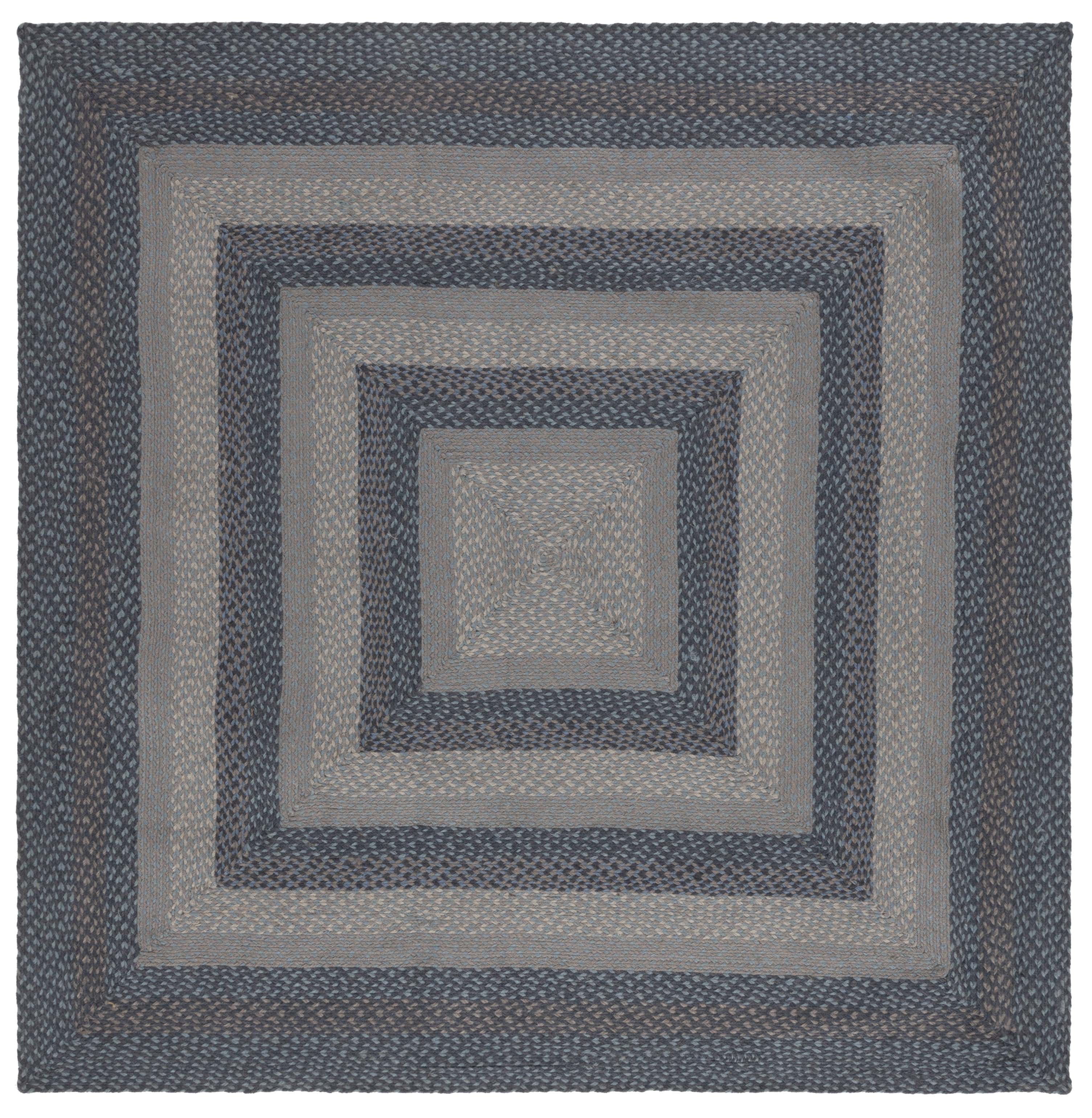 SAFAVIEH Braided Dorinda Bordered Reversible Area Rug, Gray/Blue, 6' x 6' Square