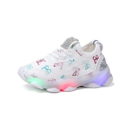 

Colisha Unisex Sport Running Shoes Floral Athletic Shoe LED Sneakers School Nonslip Trainers Slip On Sneaker White 10C