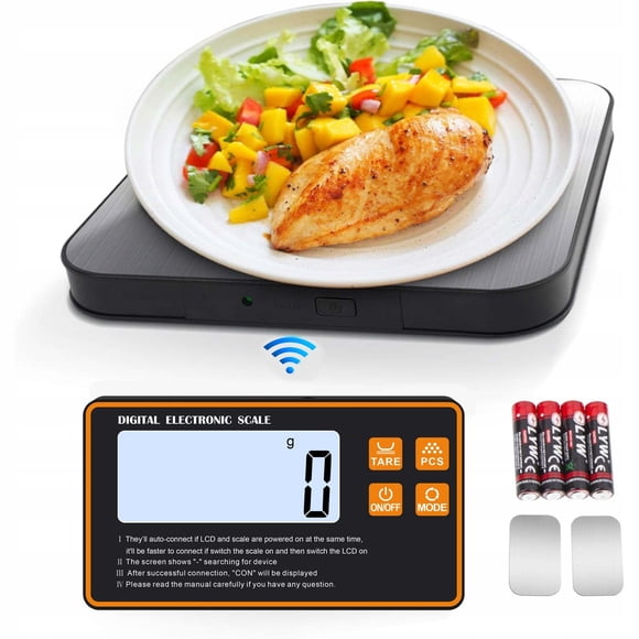 Wireless Separated Food Scale, 33 lb Digital Kitchen Scales Weight Grams and Ounces for Baking Cooking and Meal Prep, LCD Display, 7 Units with Tare Function (Batteries Included)