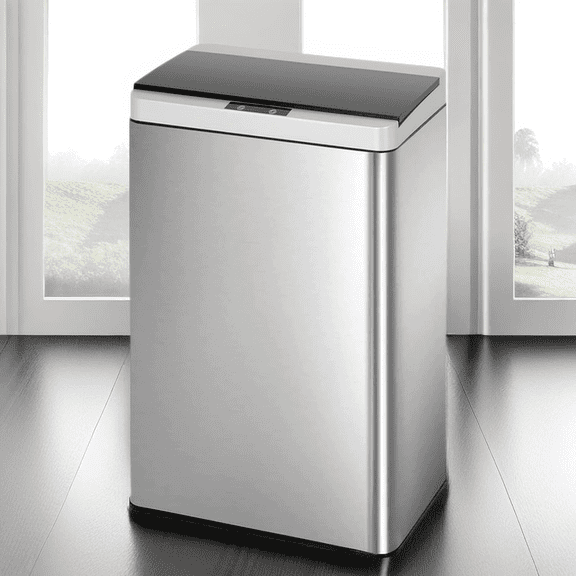 BORGEBY 13 Gallon Automatic Trash Can, Stainless Steel Kitchen Garbage Can with Lid for Home Office Bathroom Bedroom Kitchen