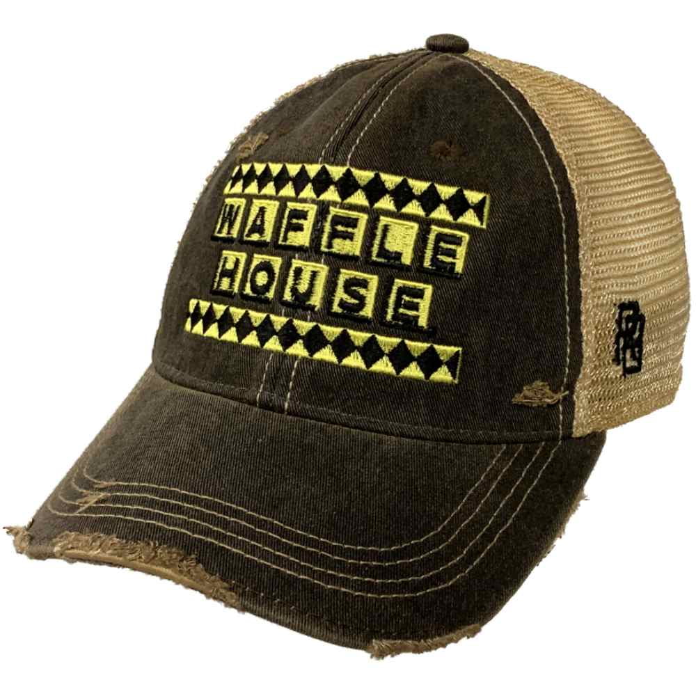 Waffle House Restaurant Retro Brand Mudwashed Distressed Mesh Snapback